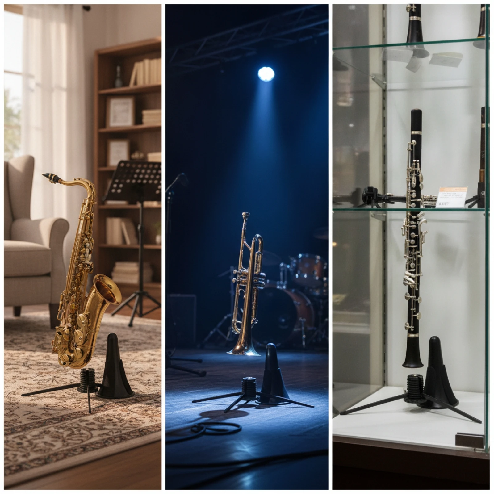 Clarinet Stand Lightweight Clarinet Floor Stand Accessory Compact Easy to Store for Clarinetists, Practice Room, Music Studio