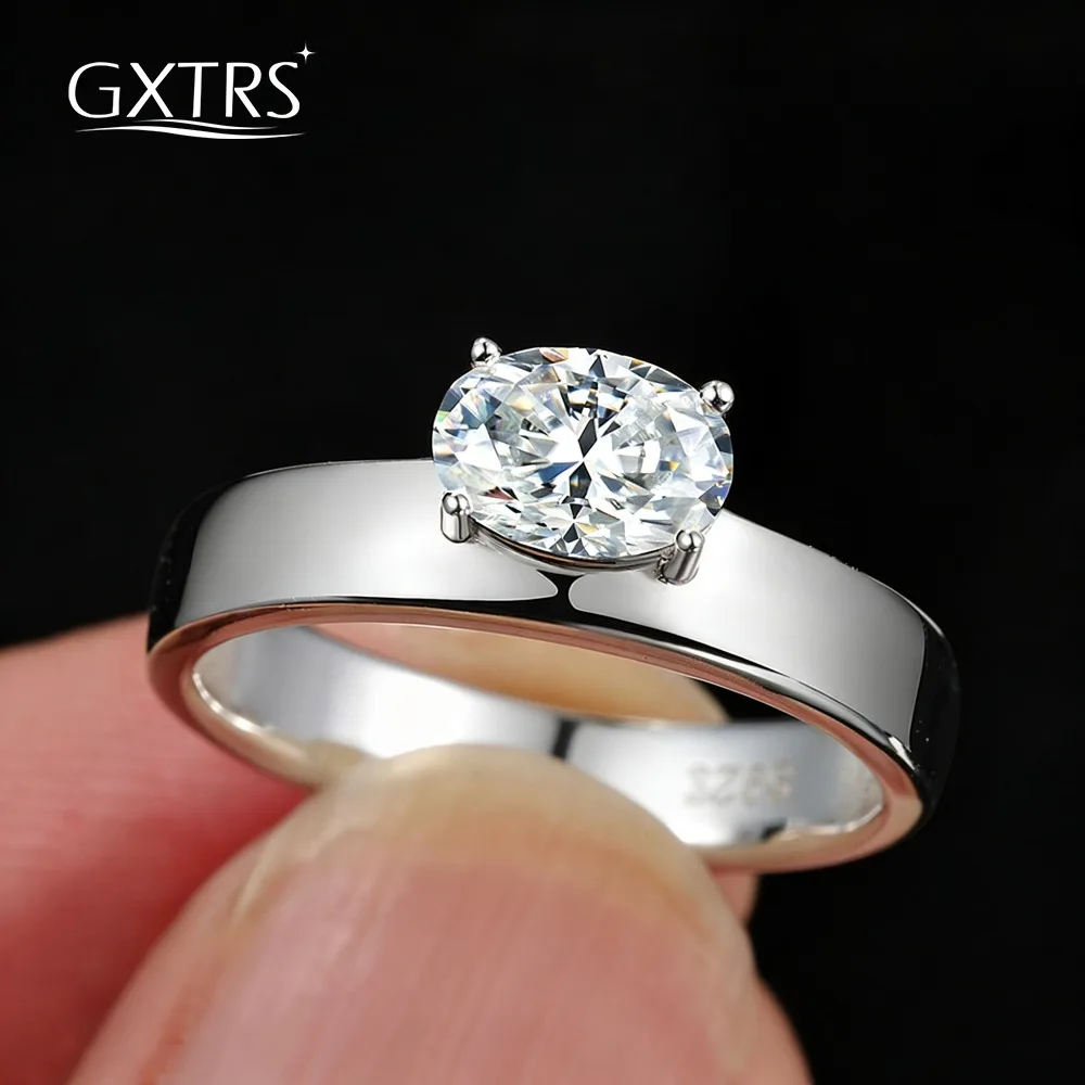 

Кольца из настоящего муассанита GXTRS овальной/грушевидной/квадратной огранки для женщин и мужчин, серебро S925, модные широкие кольца с лабораторными бриллиантами, сертифицированные ювелирные изделия