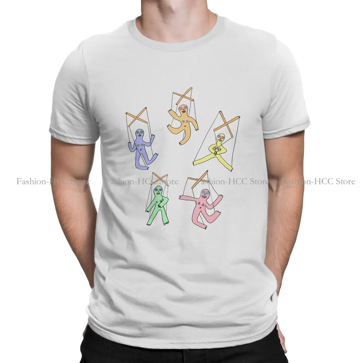 FIve Dolls Harajuku Polyester TShirt String Puppet Creative Tops Leisure T Shirt Men Short Sleeve