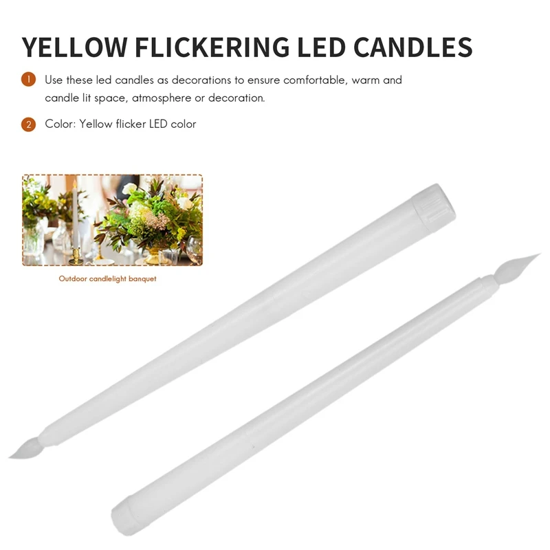 ディナー、フレームレス、ポスト、電池操作、テーブル設定、結婚式、誕生日パーティー、新しい、6個用のちらつきLEDテーパーキャンドル