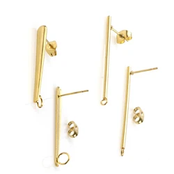 10pcs Stainless Steel Long Tube Stud Earrings Posts with Loop Strip Pendant Connector for DIY Earrings Jewelry Making Supplies