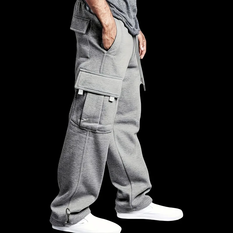 

Spring and Autumn New Men's Sports Leisure Trousers Multi-pocket Loose Solid Color Cargo Work Pants Streetwear Men Pants