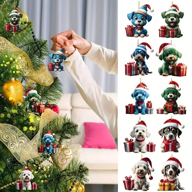 Acrylic Dog Christmas Tree Pendant Good-Looking Handmade Dog Christmas Ornament Hanging Cartoon Christmas Decoration Office