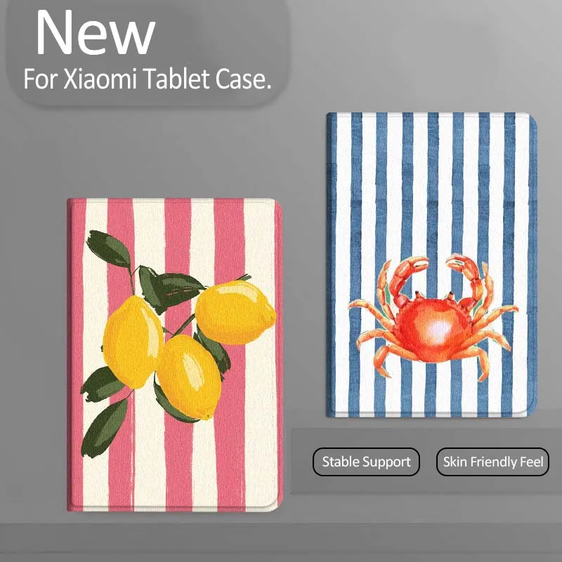 

Чехол для планшета с мультяшным крабом и синими полосками для Xiaomi Redmi Mini Pad SE K 2 4 5 6 7 8 2023 2025 11 8.8 11.2 10.1 Pro, подарок