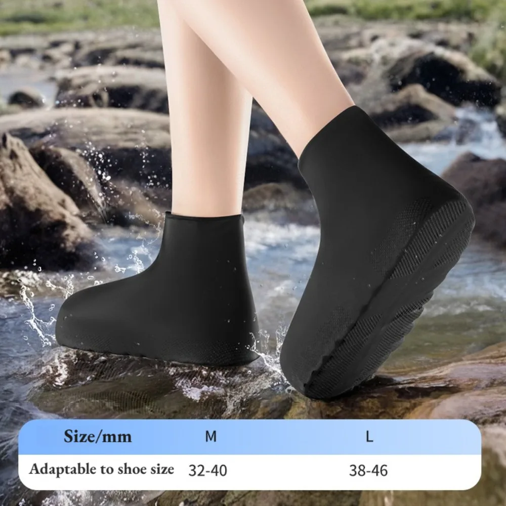 1 Paar verbesserte wasserdichte Latex-Schuhüberzüge, extra dick, hoch oben, rutschfest, wiederverwendbar, für Outdoor-Reisen, regnerischer Tag, Unisex-Überschuhe