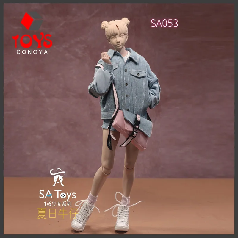 In Stock SA Toys SA053 1/6 Summer Denim Set Jacket Shorts T-Shirt Socks Bag Clothes Model Fit 12'' Soldier Action Figure Doll