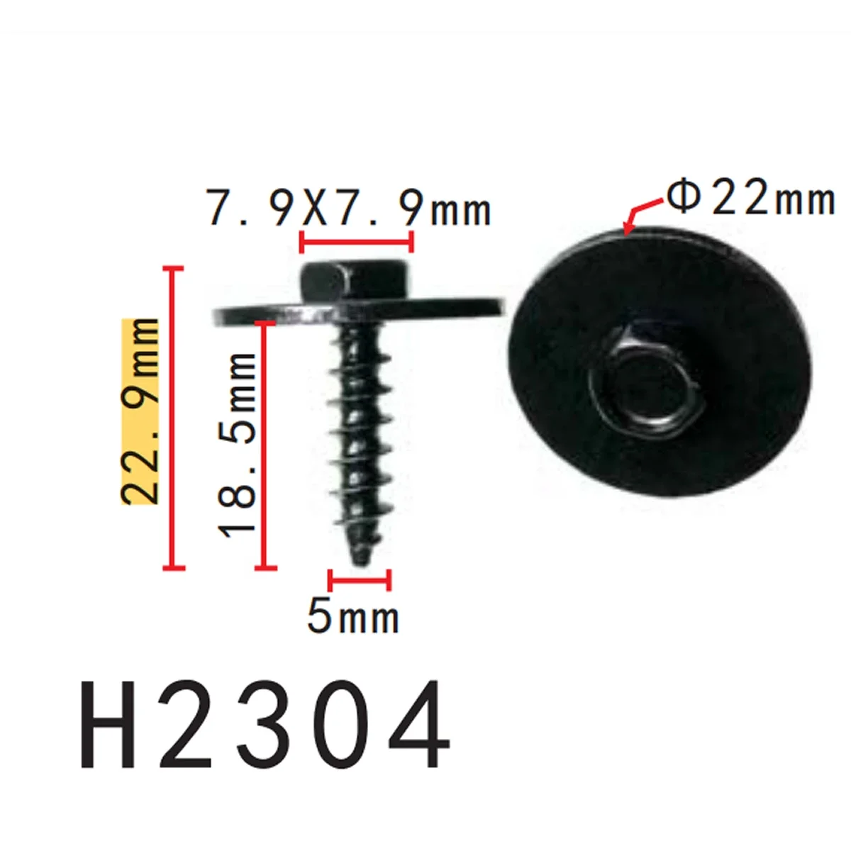 100x 07149213164   5MM Hole Hex- Self-Tapping Bolt Screw 24449408 Auto Metal Fastener Clips