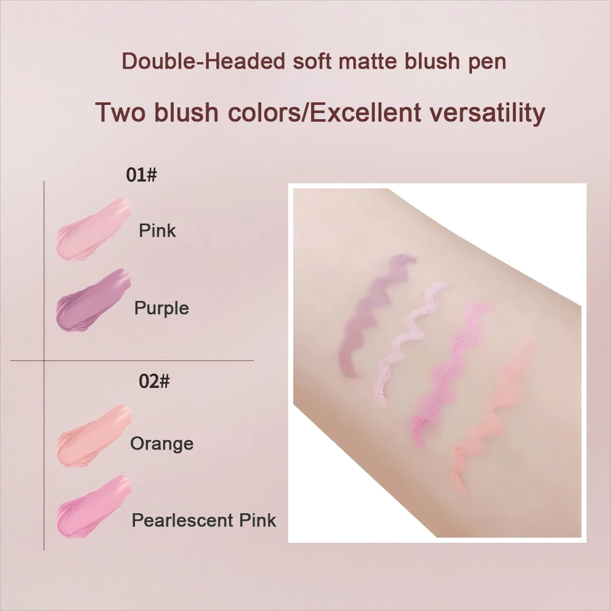 Dwugłowy, jedwabiście gładki, matowy naturalny róż i konturówka do ust Perłowy, łatwy do rozmazywania, długotrwały makijaż