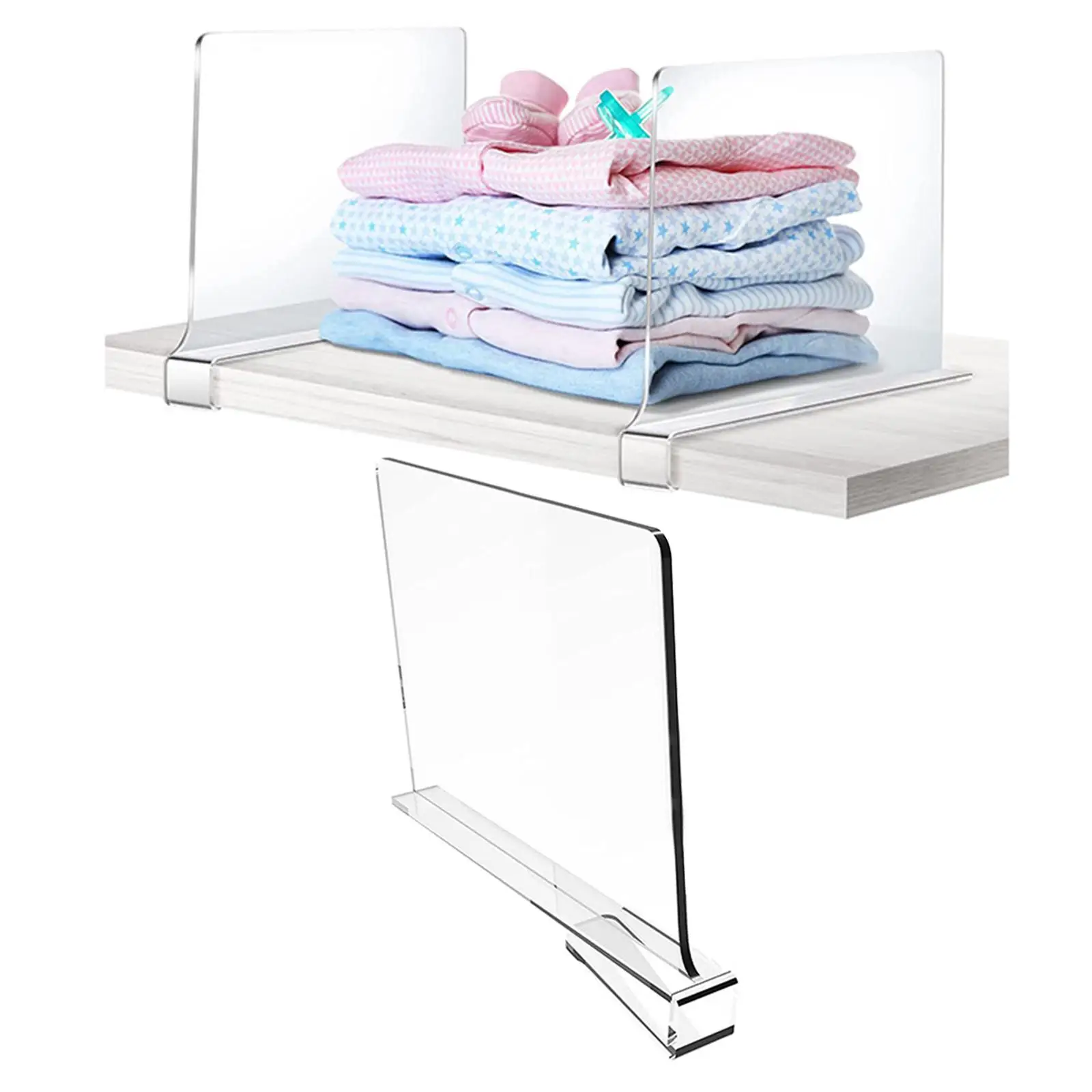 

Acrylic Shelf Divider Easily Install Durable Shelf Organizer for Books Bedroom Organization Wood Closet Separator Clothes Shirts