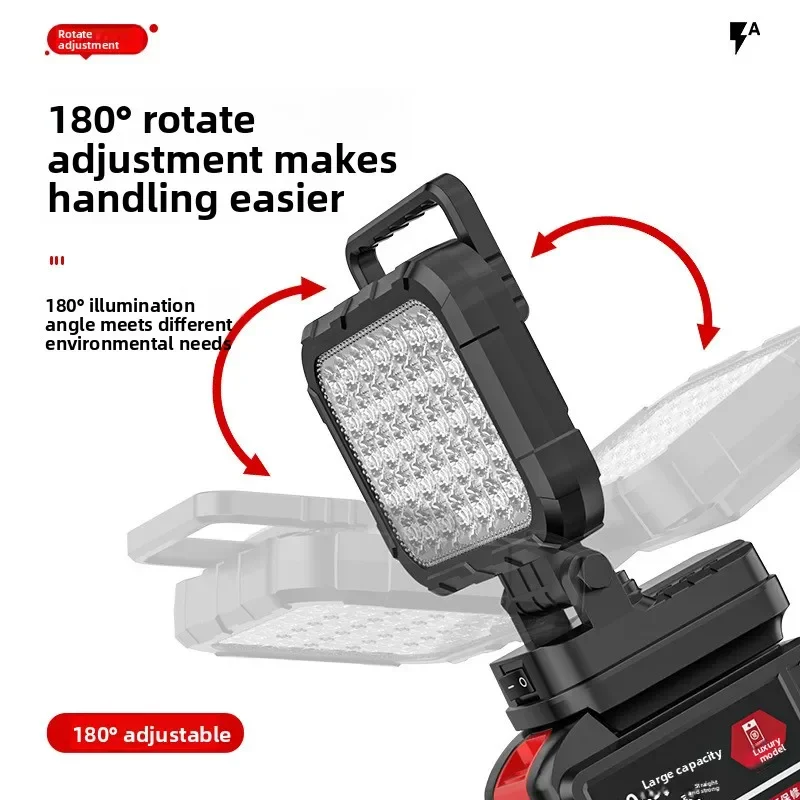 

For Dewalt/Makita/Milwaukee Battery Portable LED Work Light with USB Port 3'' Flashlight Flood Lights Cordless Outdoor Tool Lamp