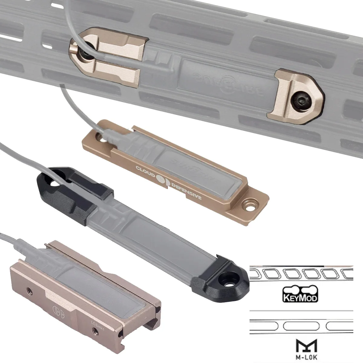 Mlok Keymod Szyna Montażowa Surefire M600 M300 Scout Light Latarka ST07 Przycisk Włącznika Ciśnieniowego Akcesoria do Szyny Picatinny 20mm