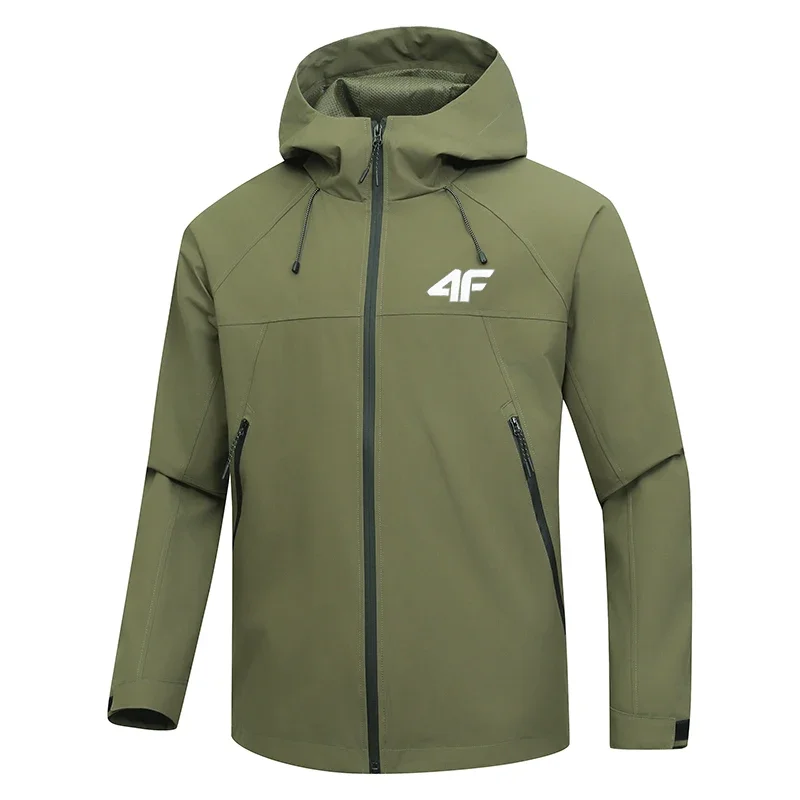2026 Fashion Spring Autumn Men Windproof Waterproof Hooded Jacket Multi Scene Fishing Outdoor Casual Sport Top