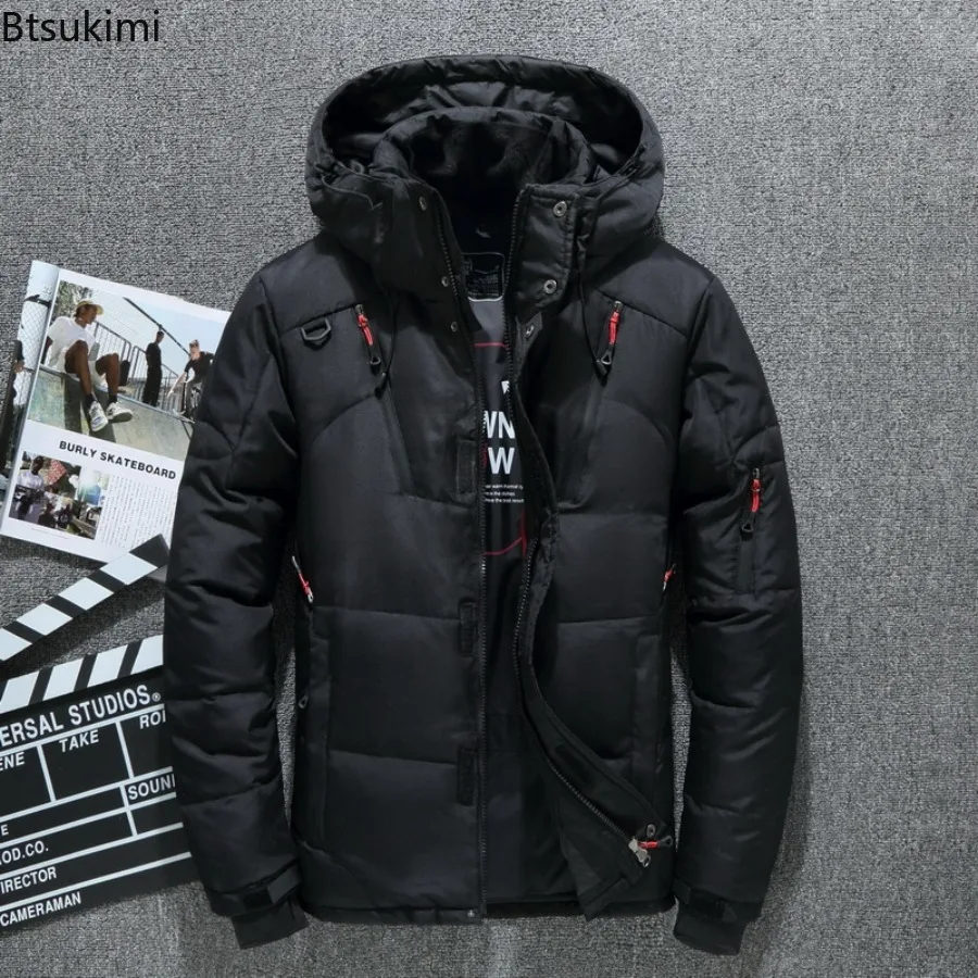 2024 Herren warme Mantel jacke dicke Daunen jacke Schnee parkas männlich warme Kapuze wind dichte Winter jacke Oberbekleidung Herren Wind breaker