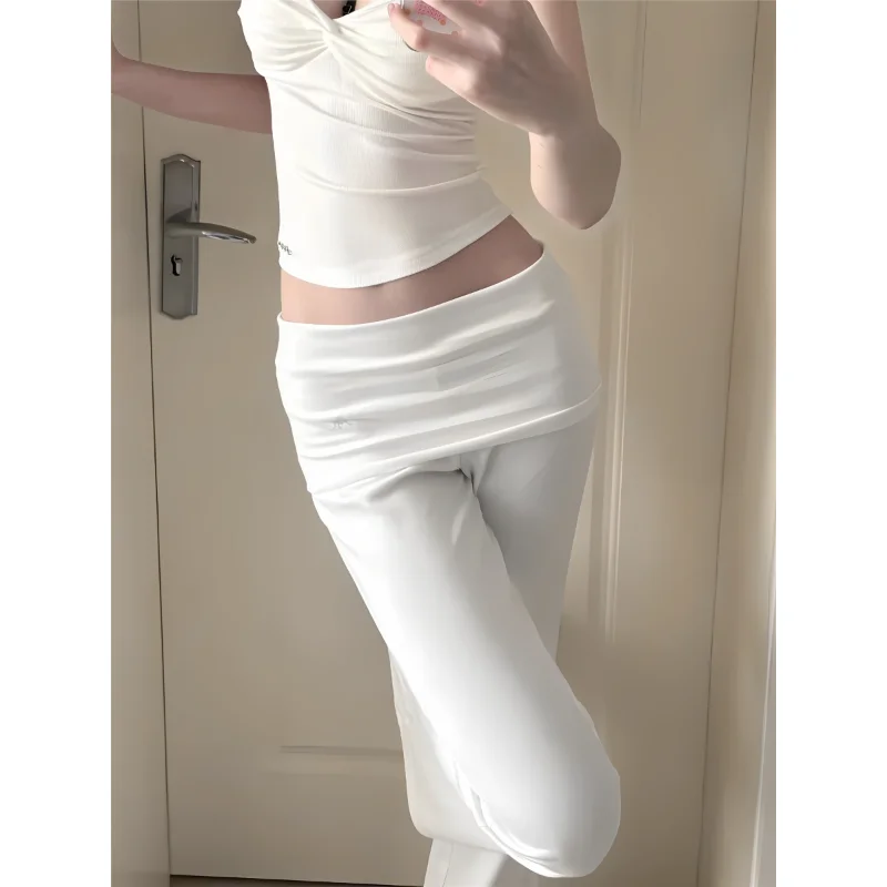슬림핏 화이트 슬리밍 컬러 클라우드 팬츠 여성용 가을 겨울 드레이프 다용도 바닥 길이 팬츠 2025 디자인 센스