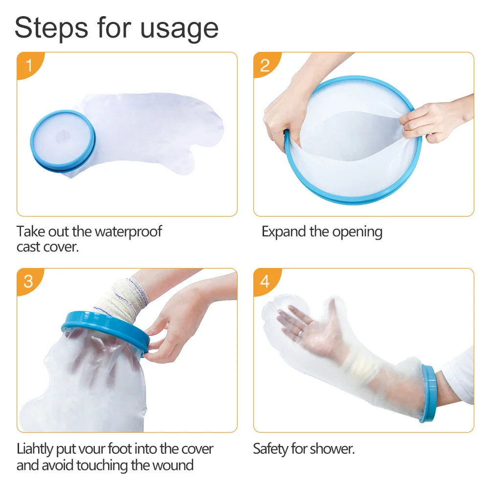 Adult Arm Cast Cover for Shower Waterproof Bandage and Cast Protector for Shower and Bath Watertight Protection to Broken Hand
