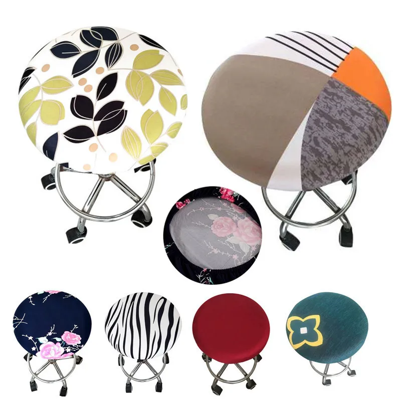 30cm-40cm New Round Chair Cover Bar Stool Cover Elastic Seat Cover Home Chair Slipcover Round Chair Bar Stool Floral Printed