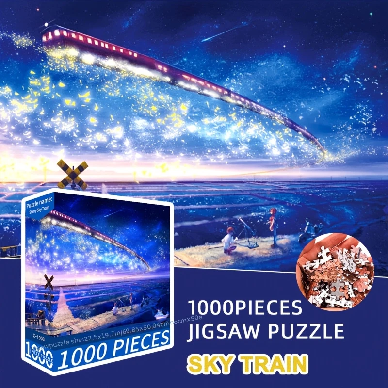 《Starry Night Train》Adult Jigsaw Puzzle 1000 Pieces, 70x50cm (27.5