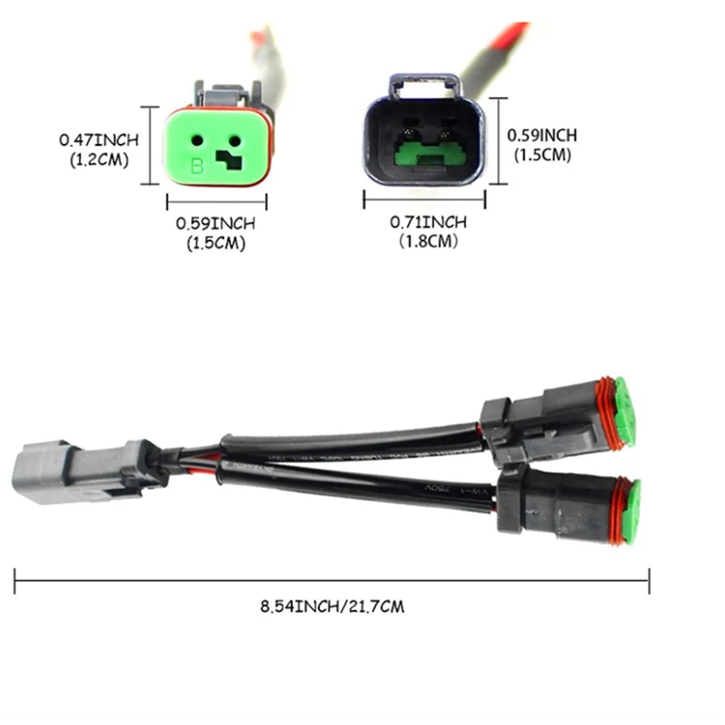 10X Y Type Leads Deutsch DT DTP 2 Pin Socket Adapter For LED Pod Work Light Retrofit Connectors Wiring Harness