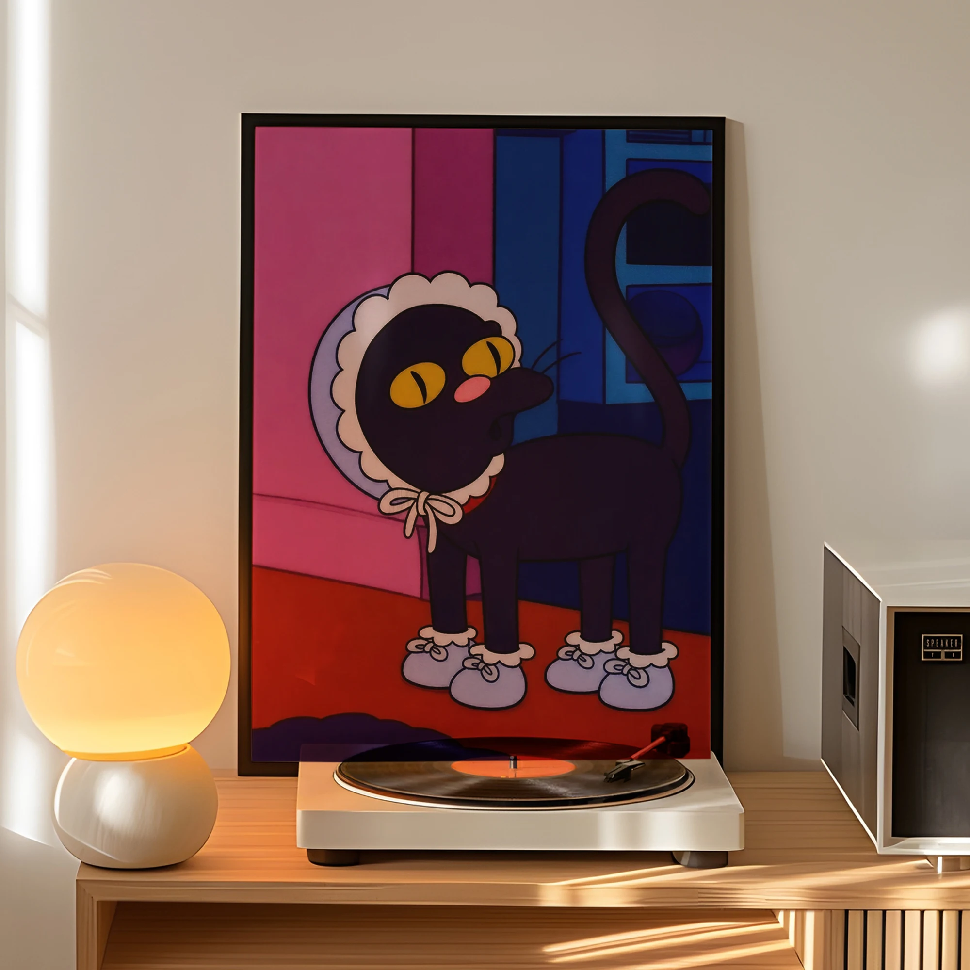 Modern ABstract Black Cat In Lady’s Attire Wall Art Print Canvas Painting Poster Picture For Living Room,Bedroom Home Decor