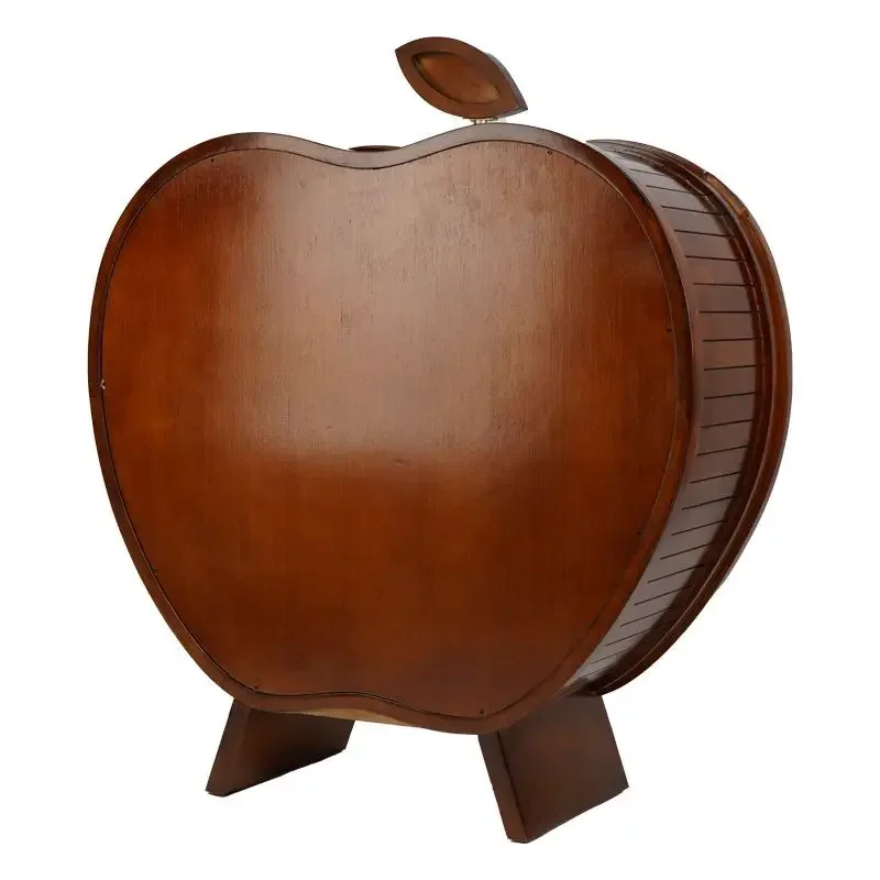 Apple-shaped solid wood wine cabinet, living room double door creative ornament display side cabinet