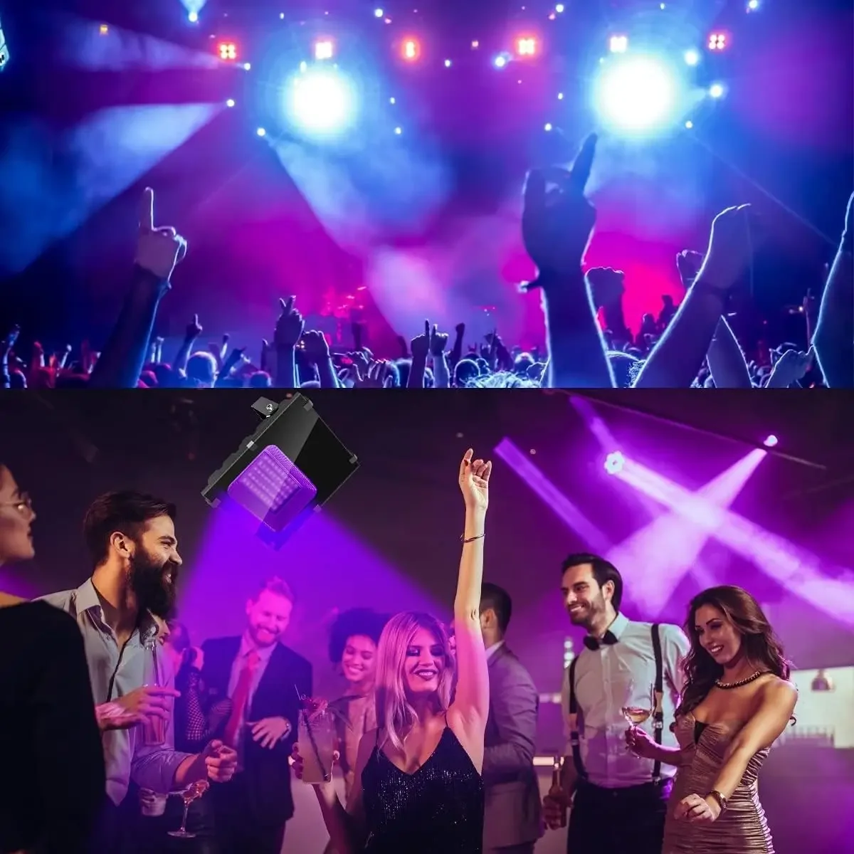 Luces de inundación de luz negra de 600W, luces LED negras de alta potencia para exteriores, reflector de luz negra UV de 395nm resistente al agua, enchufe grande negro