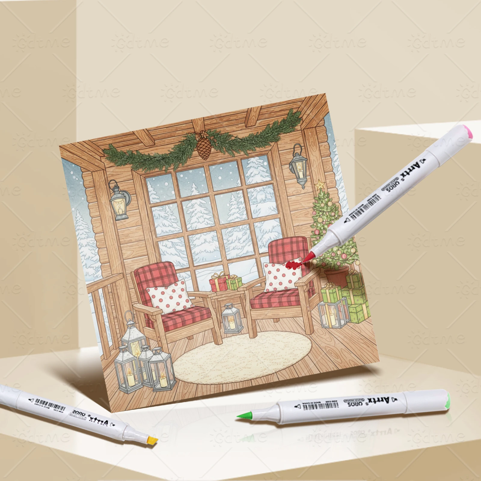 Frohe Weihnachten, süßes und einfaches Malbuch für Erwachsene, Zeichenbuch, perfektes Geschenk für Party und Geburtstag zur Entspannung und Angst – Detail 6