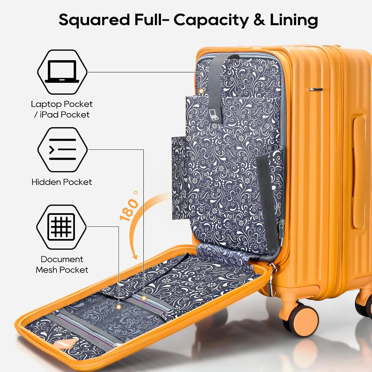 مجموعة أمتعة سفر Joyway مكونة من 5 قطع، مع جيب أمامي وحقيبة متينة من البولي كربونات وحقيبة من القماش الخشن وحقيبة أدوات الزينة وقفل TSA #4