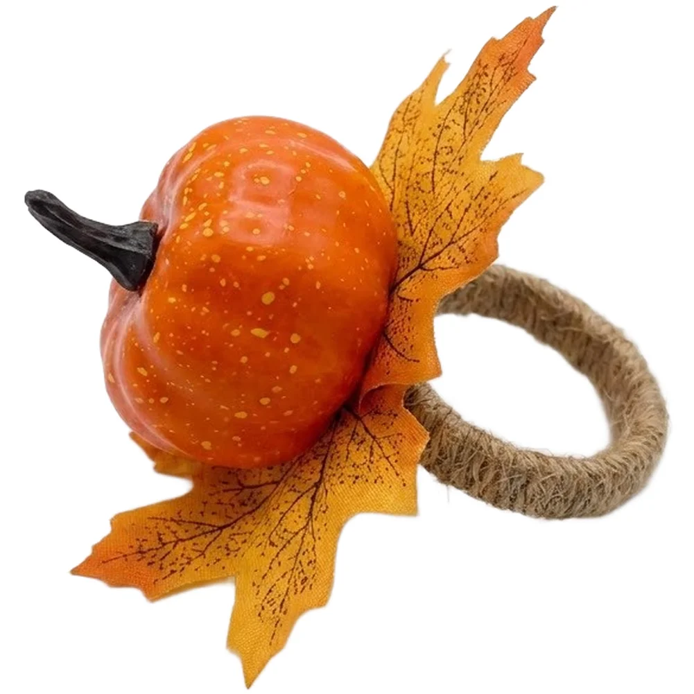 12pcs Foam Pumpkin Leaf Napkin Rings Orange Maple Autumn Thanksgiving Table Decor For Hotel Restaurant Party Dinnerware Plates