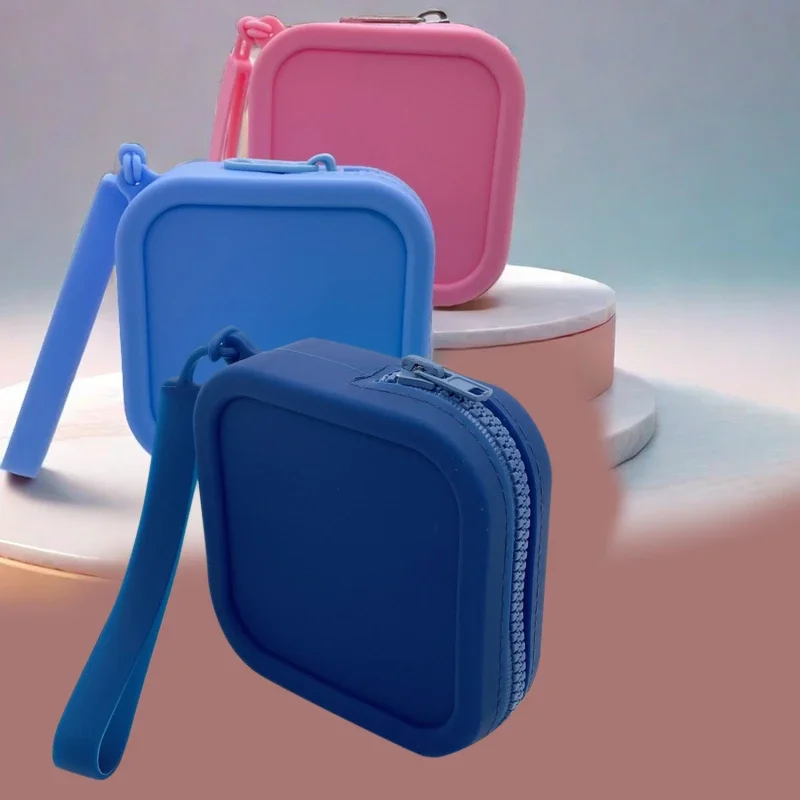 Portafoglio portaoggetti in silicone Portamonete Semplice borsa cosmetica con cerniera impermeabile Borsa per auricolari Borsa quadrata piccola per studenti