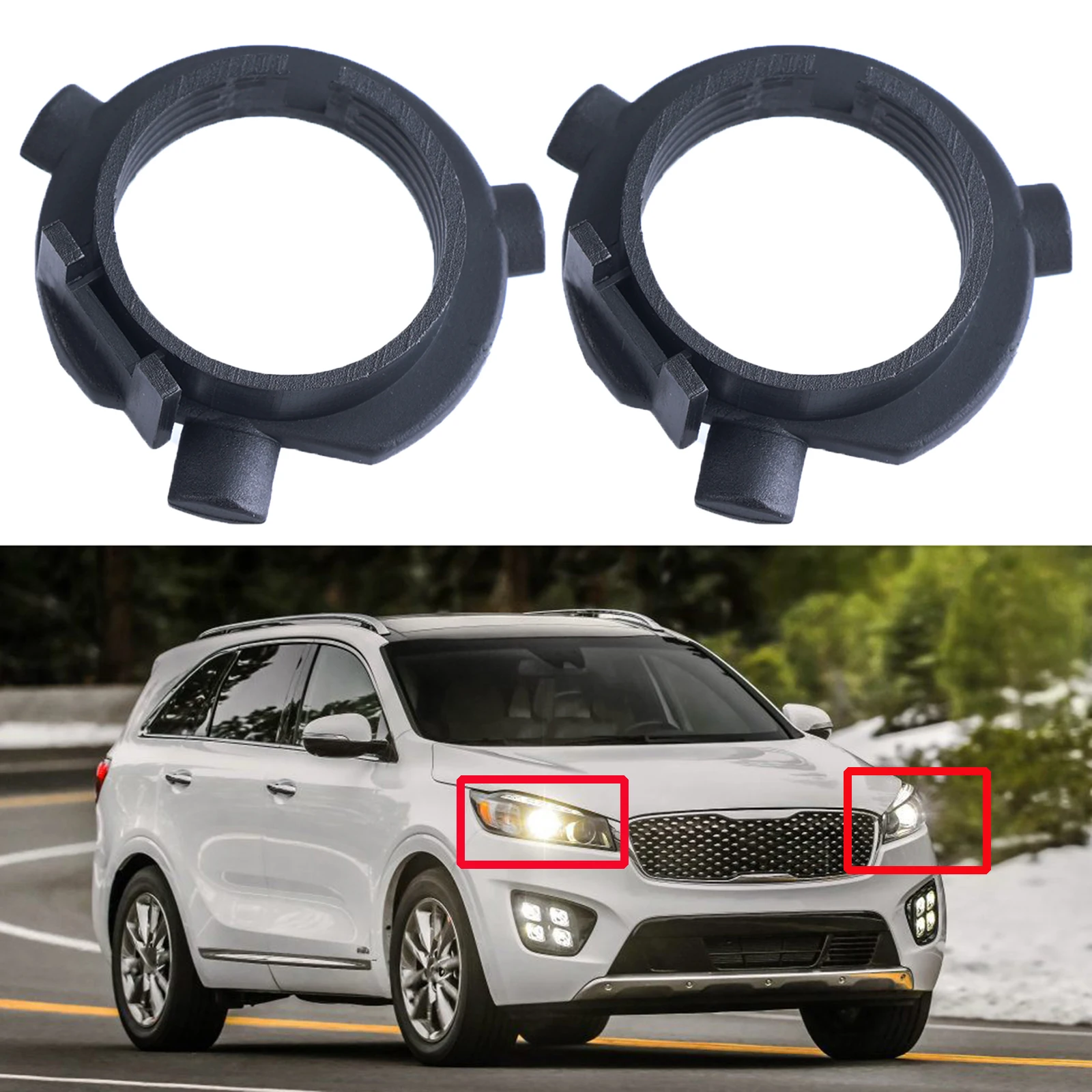 2X Bulb Adapter For Kia Sorento Sportage Sedona Carnival Optima Cerato Forte K3 K4 K5 H7 LED Headlight Base Retainer Holder