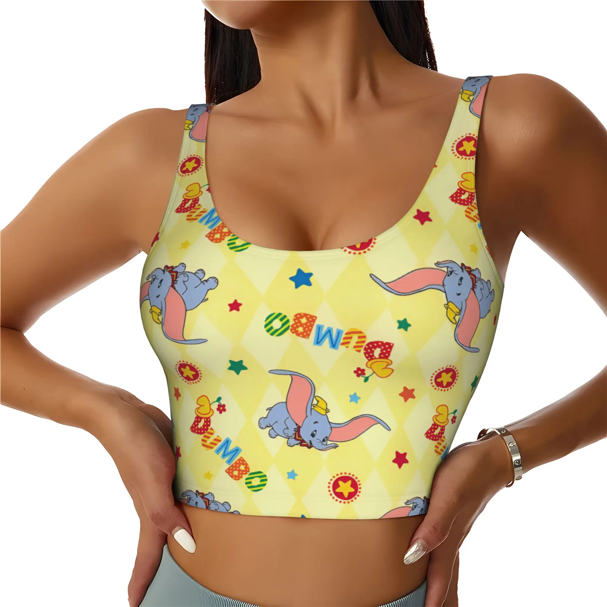 Custom D-Dumboes High Impact Sports Bras Women Anime Elephant Seamless Workout Yoga Crop Tank Tops