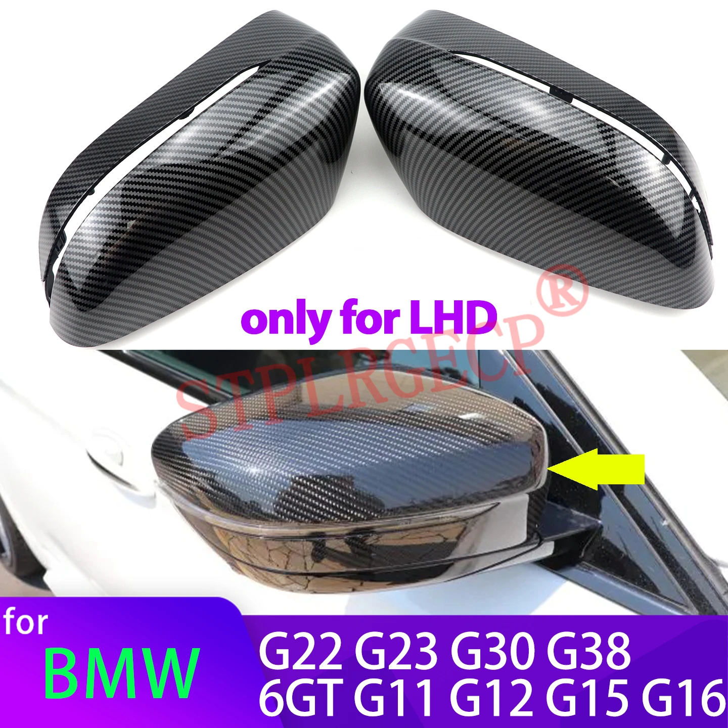 Original Style Carbon Fiber Black for BMW G22 G23 G30 G38 6GT G11 G12 G15 G16 Replacement Rearview Side Wing Mirror Cover Cap
