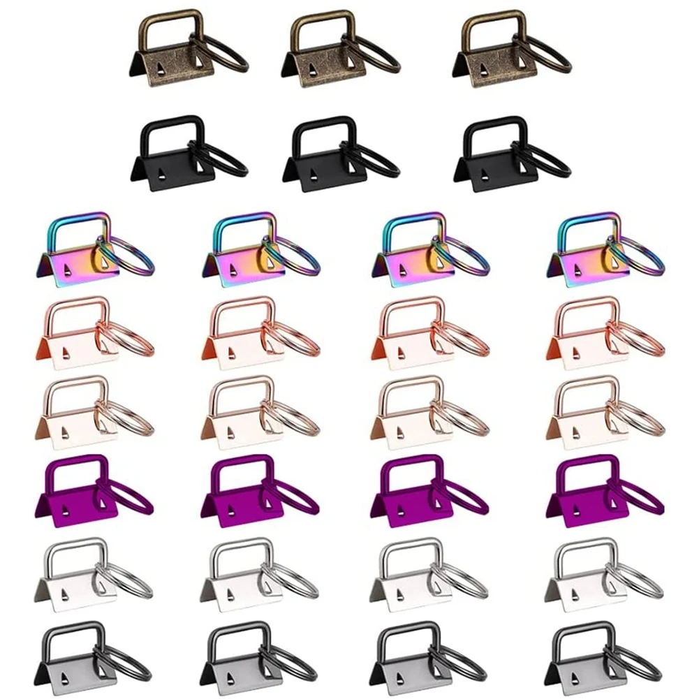 

48 комплектов оборудования брелок для ключей, 1 дюйм, 8 цветов Брелок для ключей, ремешок для ключей с раздельными кольцами, цепочка для ключей, фурнитура