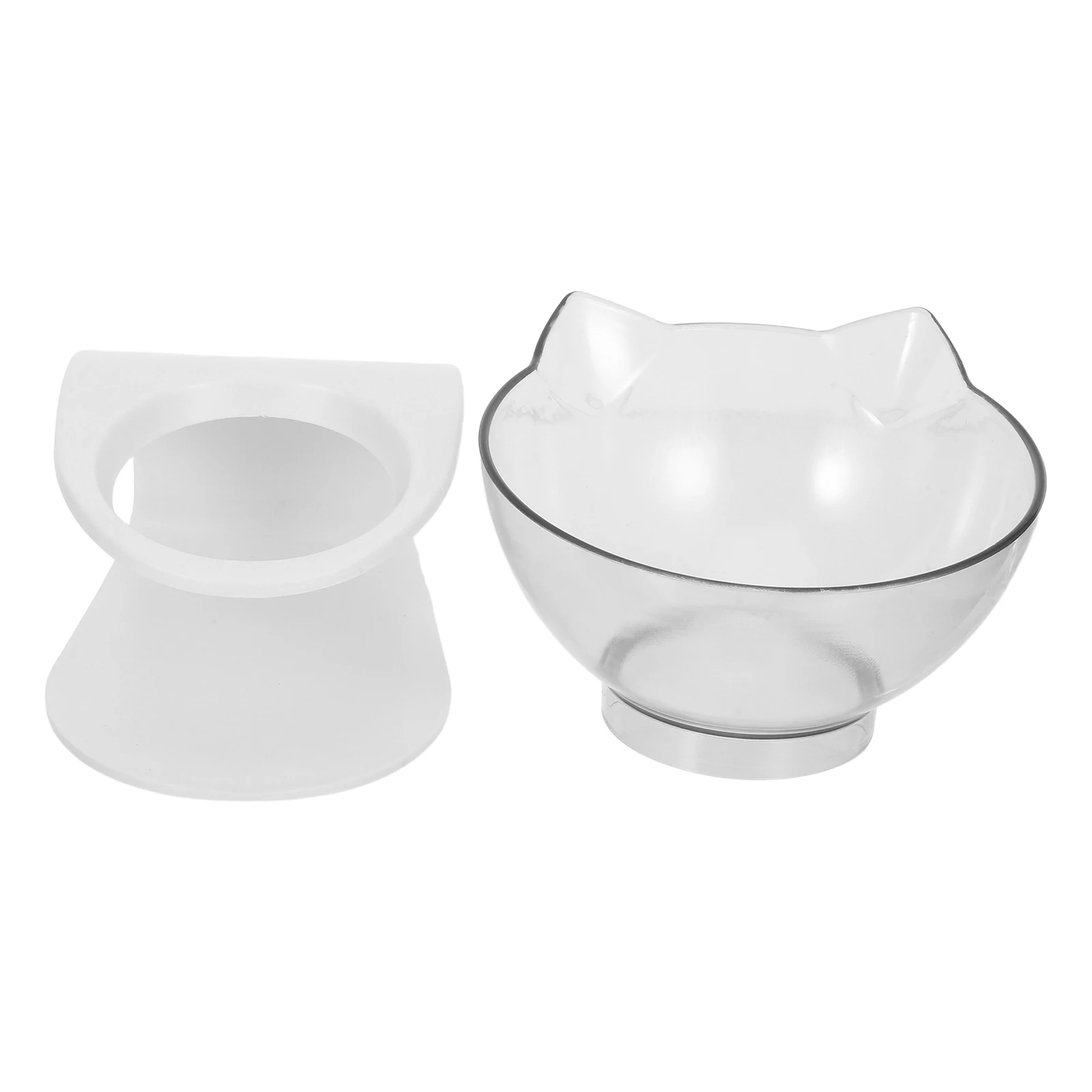 

1 pc Detachable Transparent Feeder Neck Protective Pet Dish Non-Breakable 15 Degree Oblique Design for Cats Drinking Food Pet