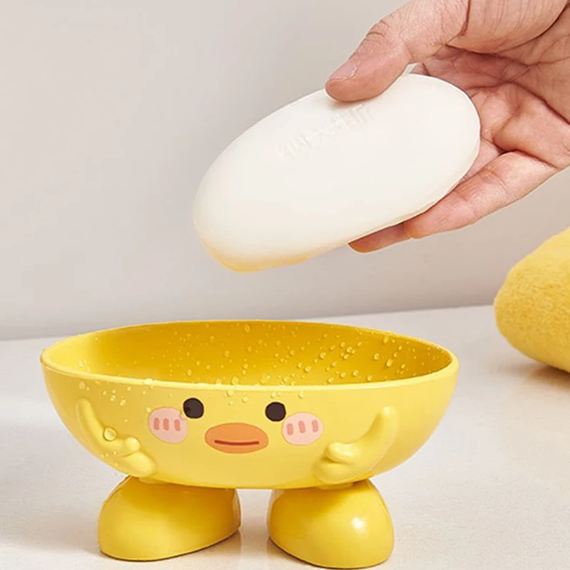 Soap Dish With Drain Duck Shape Soap Box Drain Soap Holder Bathroom Shower Drain Soap Dish Soap Storage Container