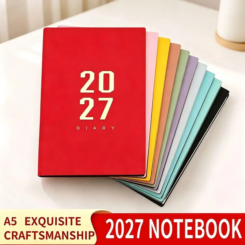 Portable A5 Size Schedule Book 312 Pages Leather Cover Daily Notepad Thick Paper To Do List Academic Planner For Efficiency
