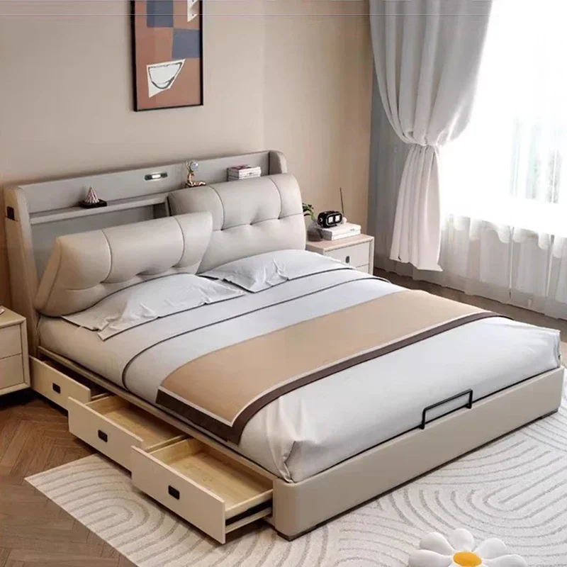 

Multifunctional Storage Bed Bedroom Children Double Single Luxury Modern Massage Bed Sleeping Mobile Muebles Trendy Furniture