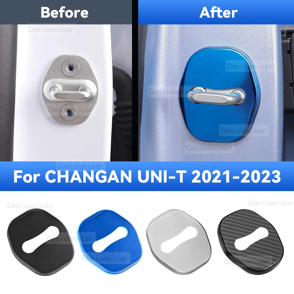 Car Door Lock Protector Cover Stainless Steel For CHANGAN UNI-T 2021-2023 Protect Buckle Anti-rust Decoration Accessories