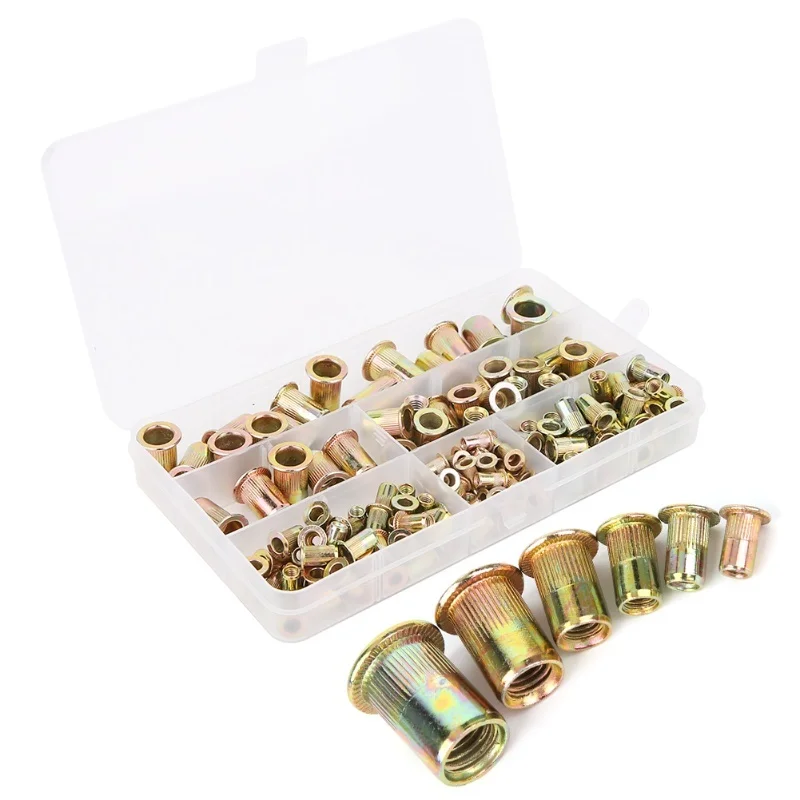 150PCs Rivet Nut Set Hardware Accessories Fastener Color Zinc Plating M3 M4 M5 M6 M8 M10