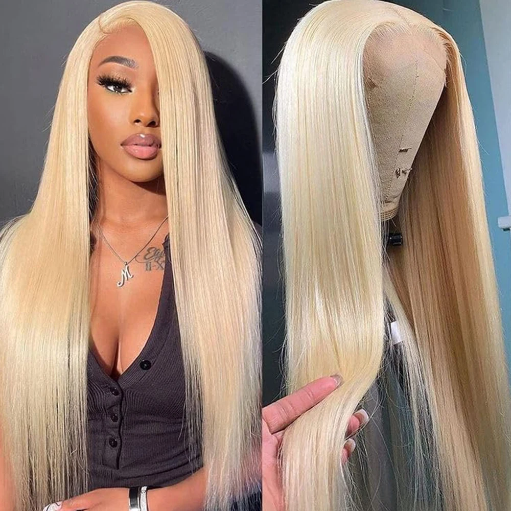 

613 Light Blonde Color Synthetic Lace Front Wigs 13x4 Free Part Pre Plucked Baby Hair Natural Hairline Glueless Replacement Wig
