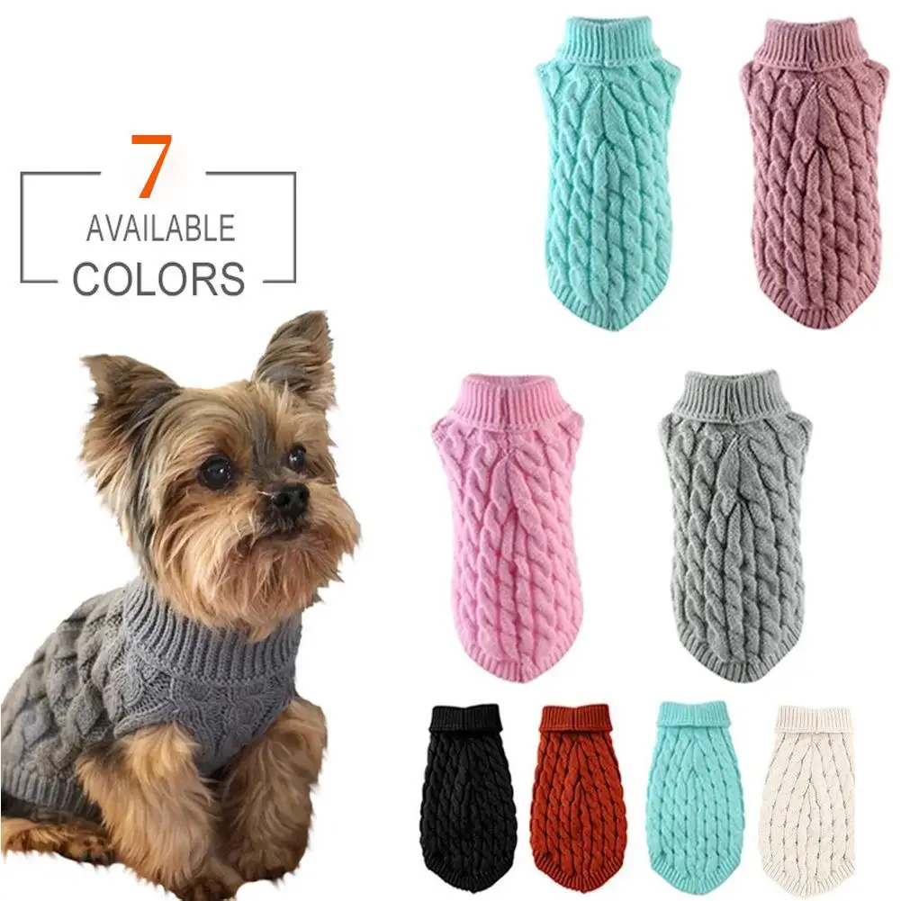 Dog Clothes Sweater Turtleneck Cable Knit Warm Winter Pet Clothing For Chihuahua French Bulldog Cat Puppy Vest Coat Apparel