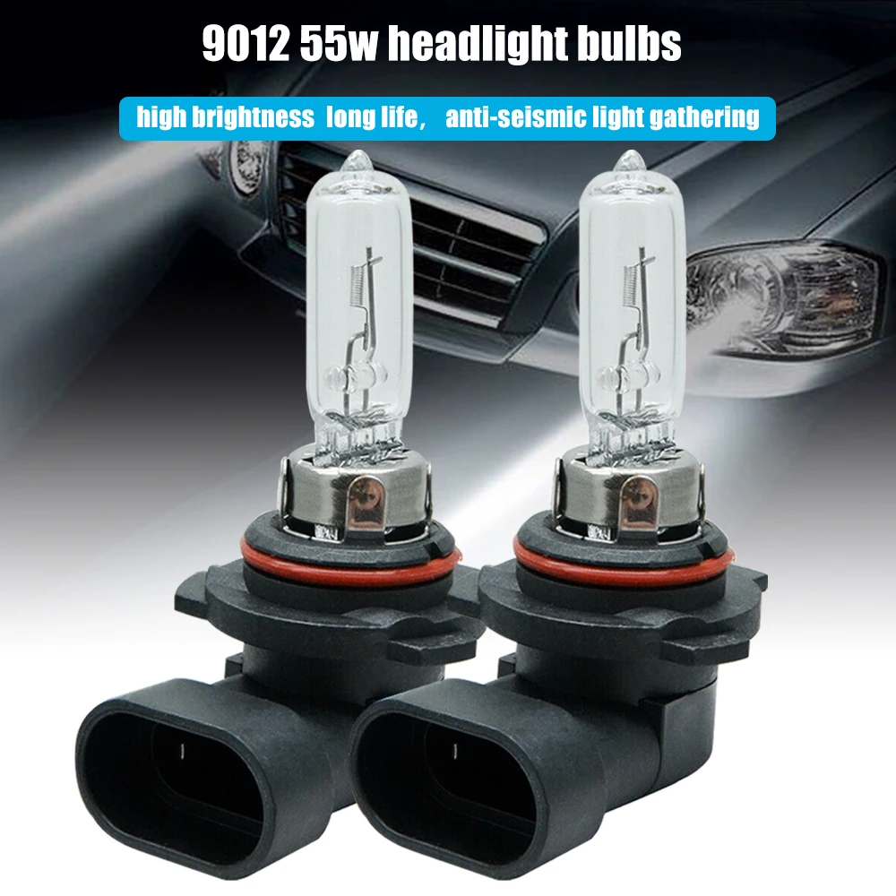 

2pcs 9012 HIR2 PX22D Car HeadLight Bulb Wider Driving Vision 12V 55W Clear Halogen Headlamp Light Bulb Car Accessories