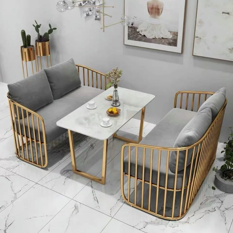 

Light luxury cafe card seat sofa double Internet celebrity studio leisure water bar dessert