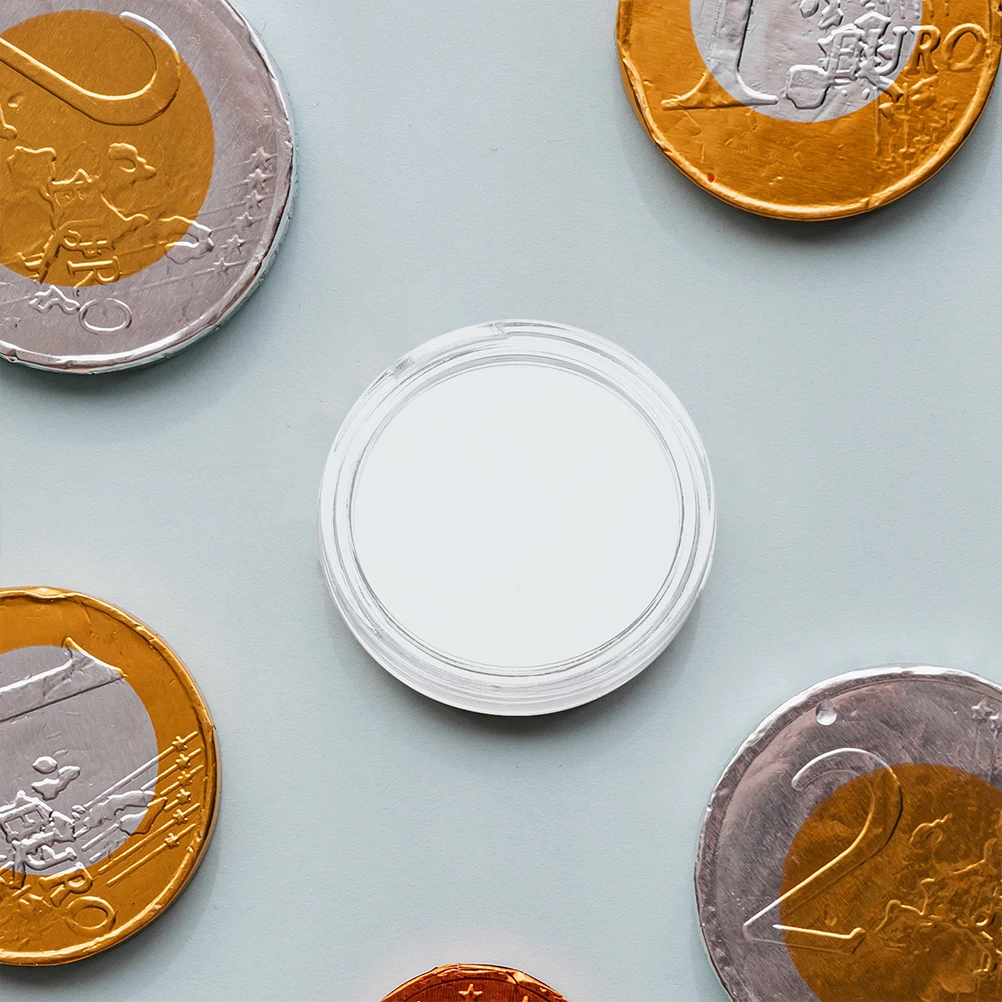 50 قطعة حامل العملات المعدنية صندوق تخزين من البلاستيك السميك الشفاف مقاوم للغبار والأكسدة لمنظم حافظة جمع العملات المعدنية #2