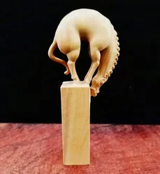 11X5X2.3 Cm Carved Boxwood Figurine - Handsome Horse Stamp