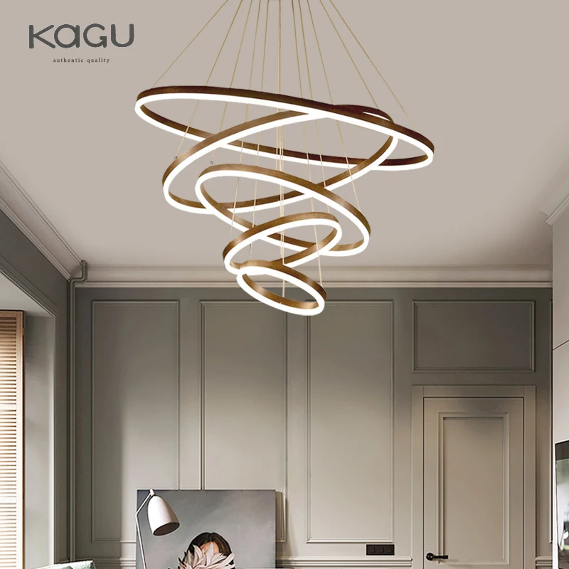 Modern Pendant Lamp Led Rings Circle Ceiling Hanging Chandelier Black Loft Living Dining Room Kitchen Indoor Lighting Fixture