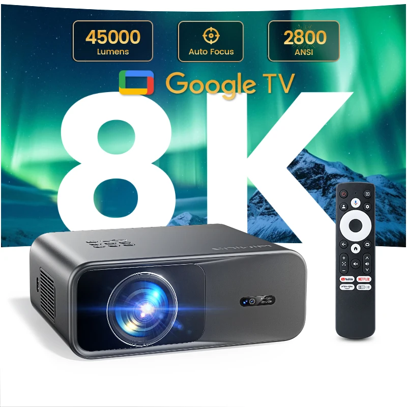 WIMIUS G1 4K Projetor Inteligente com Google TV e Foco Automático