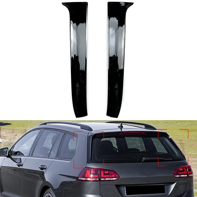 글로스 블랙 후면 윈도우 사이드 스포일러, Fuard 트림 커버, LH 및 RH, VW 골프 7 변형 왜건 2013 2014 2015 2016 2017 적합 썸네일 4