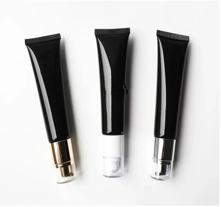 50 ミリリットル空のエアレスポンプボトル 50 グラム化粧品クリームスクイズチューブメイクアップファンデーション包装容器白黒シルバーゴールド