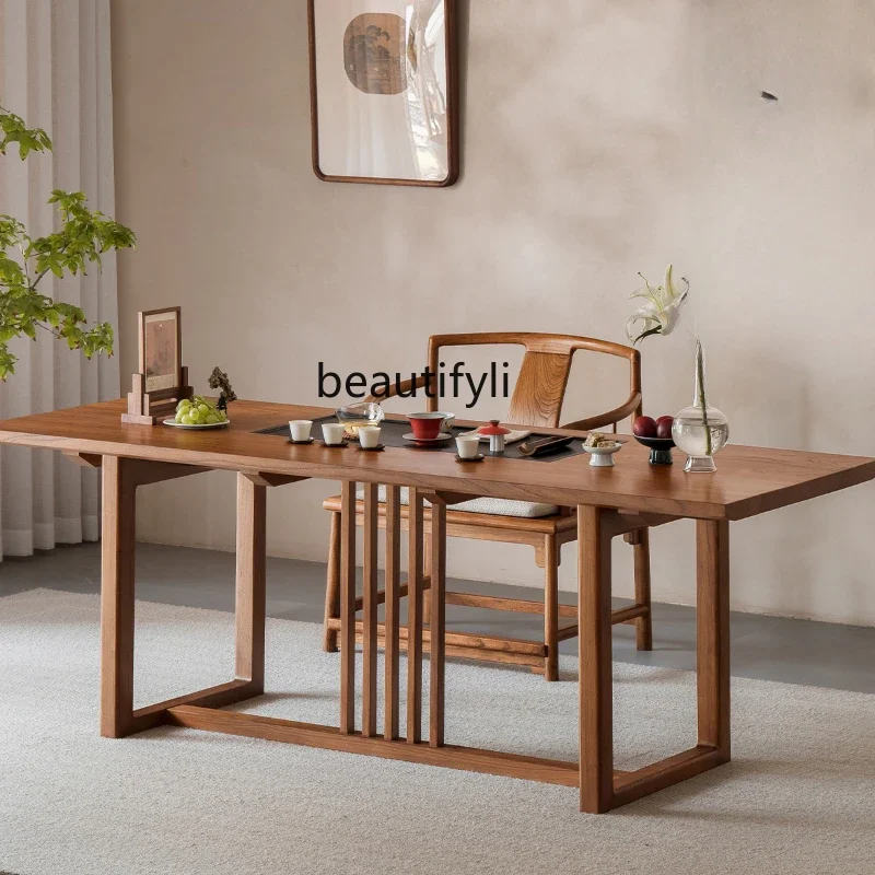 

Solid wood tea table New Chinese-style Wujinshi office home Zen old elm tea table